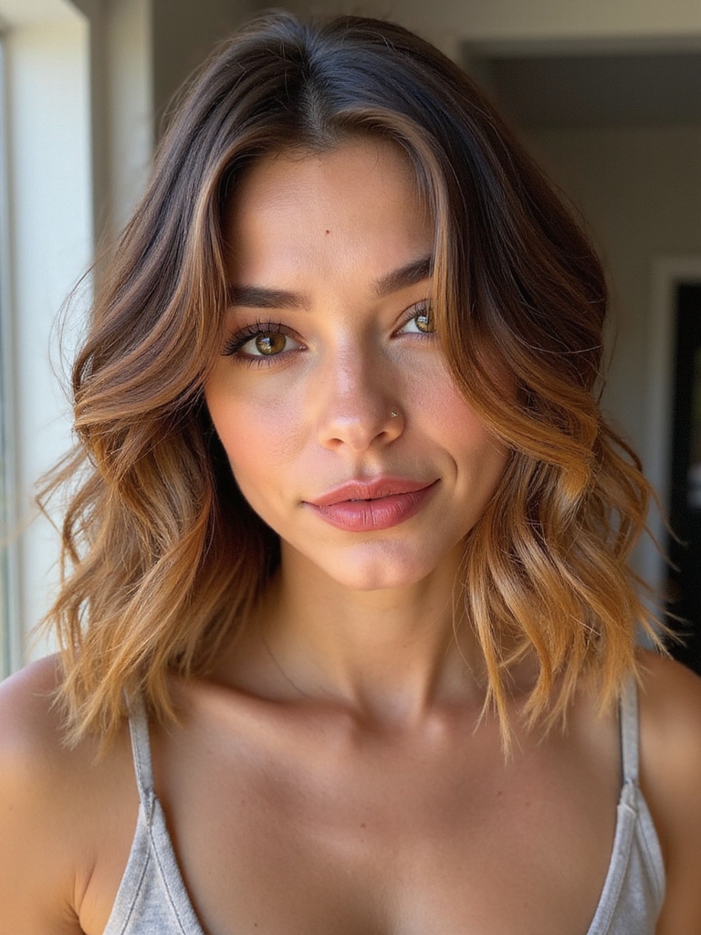Side-parted wavy bob