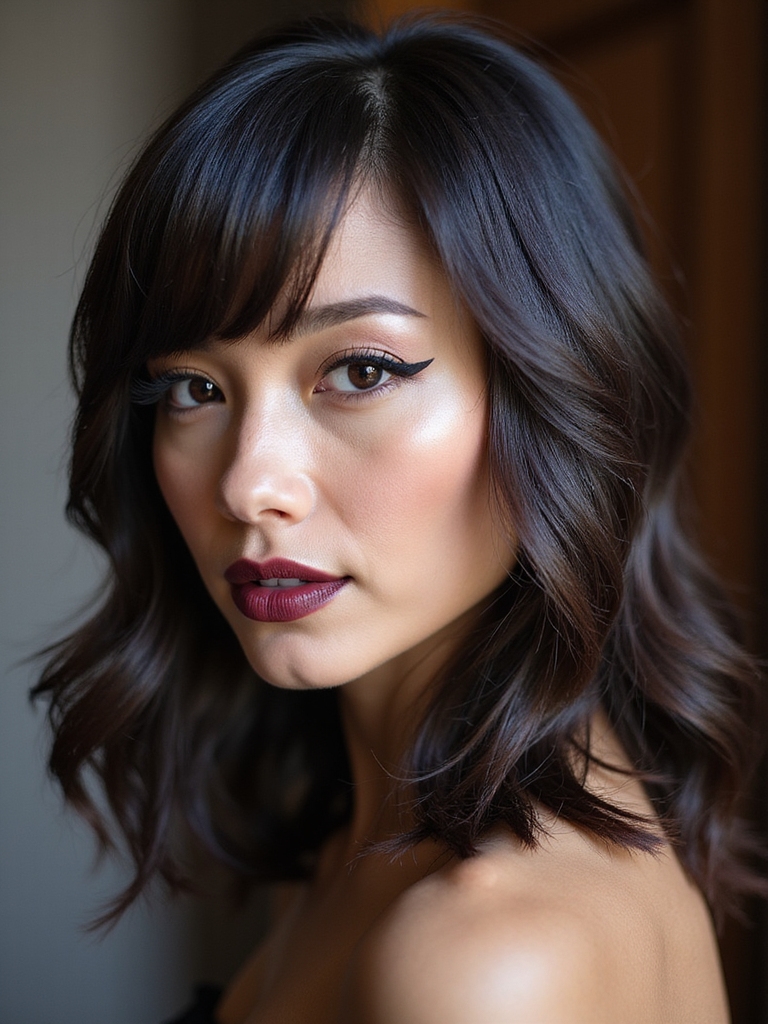 side swept face framing layers