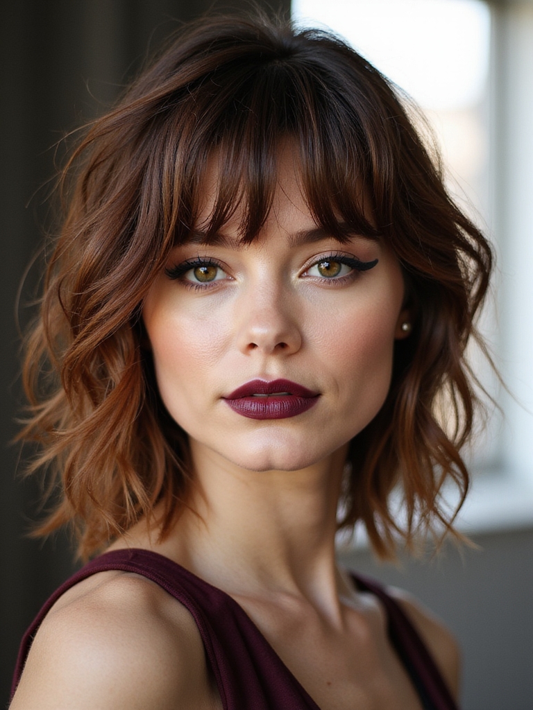 side swept feathered wolf cut