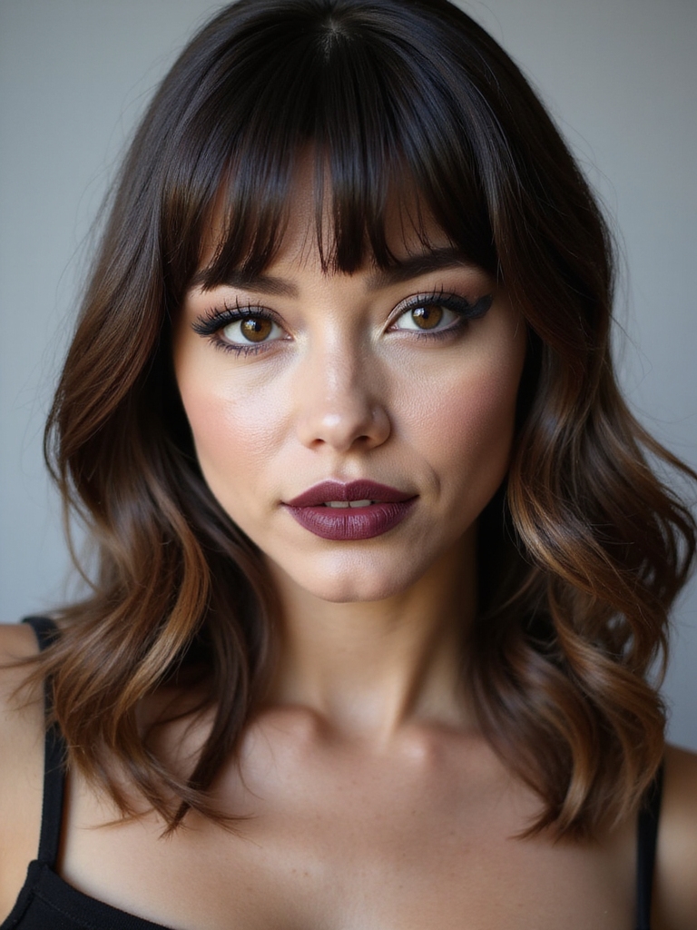 side swept layered feathered fringe