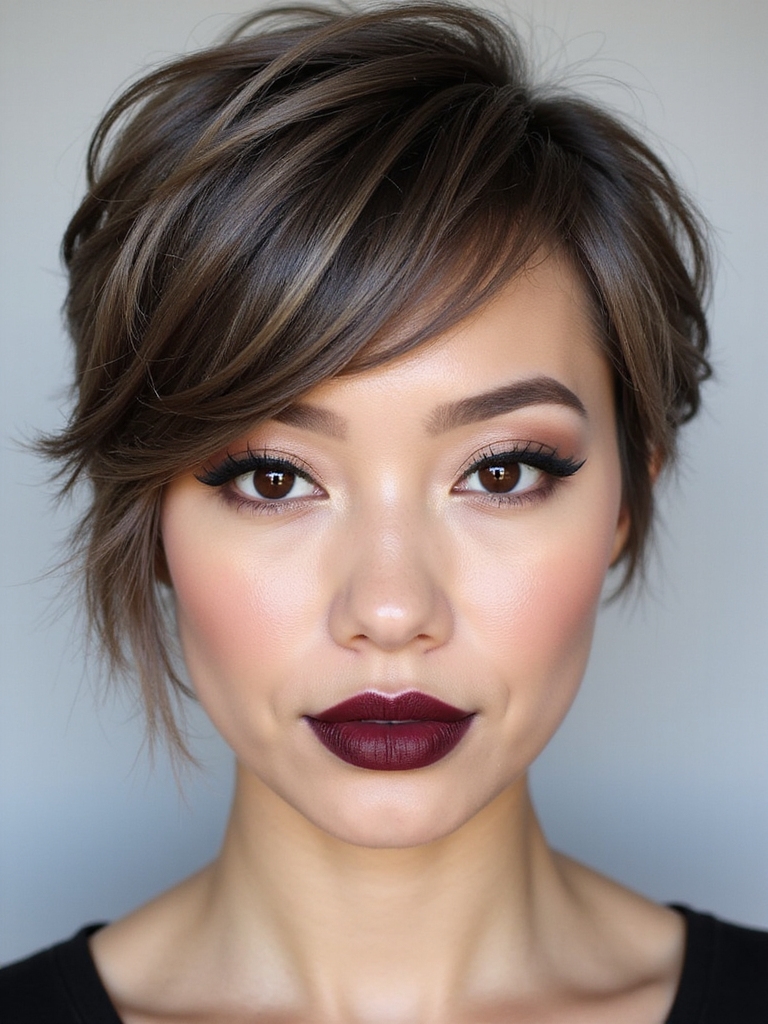 side swept pixie with fringe