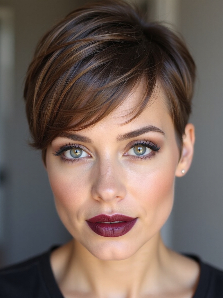 side swept romantic textured pixie