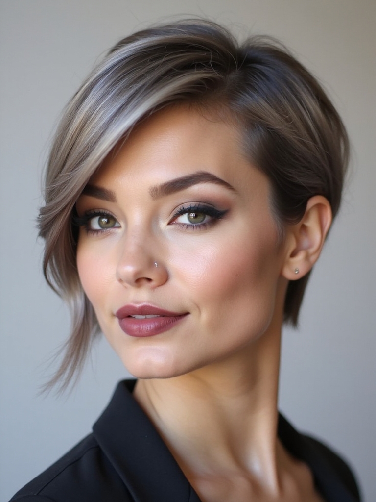 side swept silky face framing