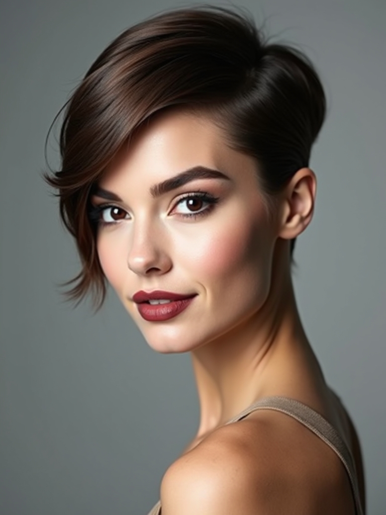 side swept sleek pixie polish