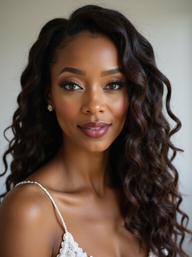 Side-swept goddess locs with soft waves