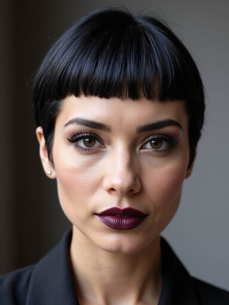 sleek blunt edged pixie sheen