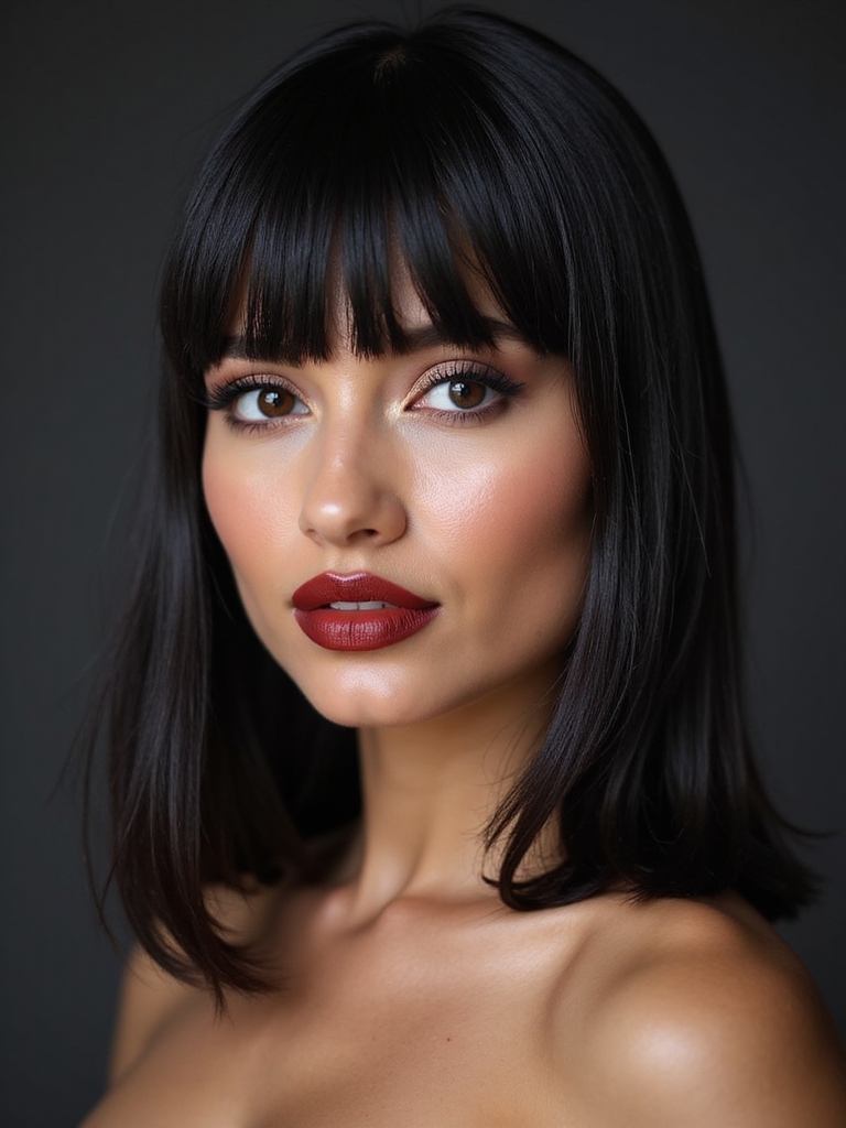 sleek blunt straight across fringe