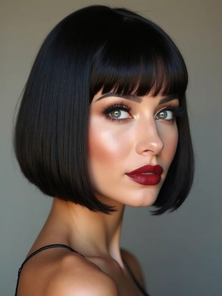 A classic chin-length knotless braided bob