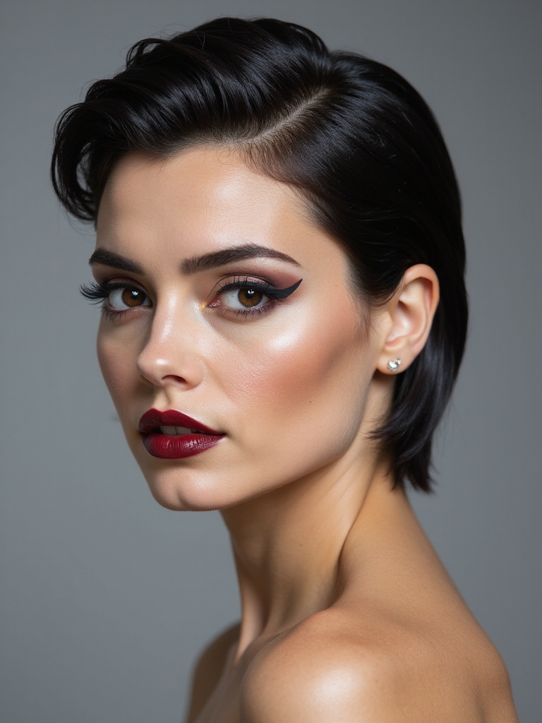 sleek glossy retro pixie