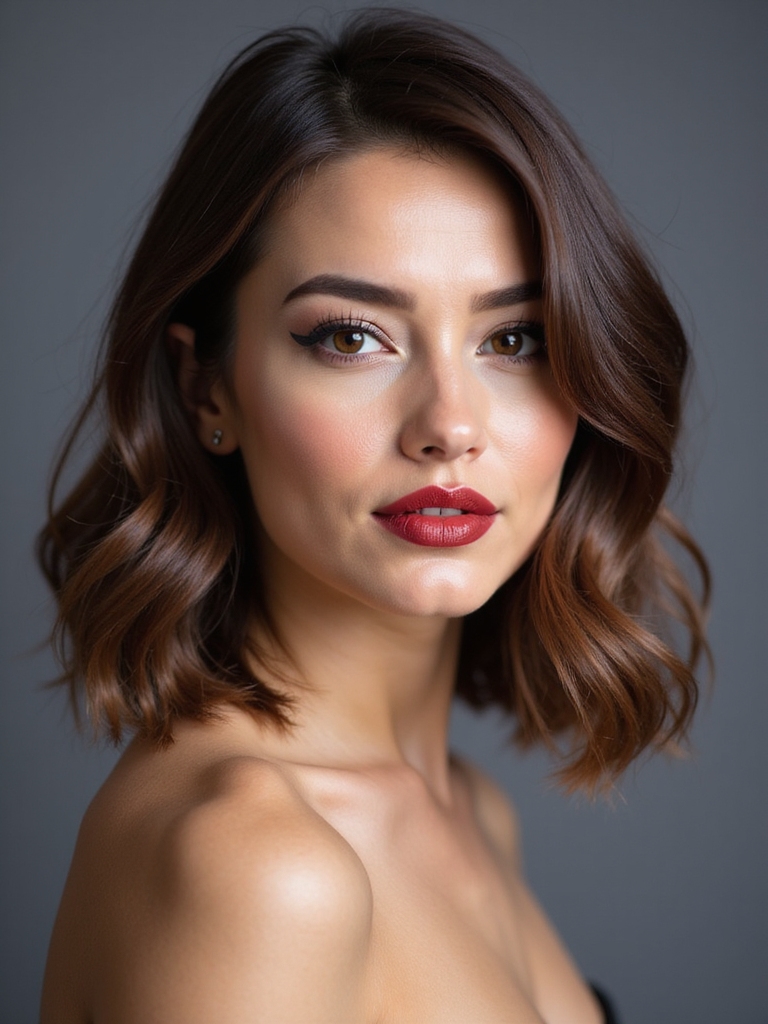sleek polished shoulder length wolf cut