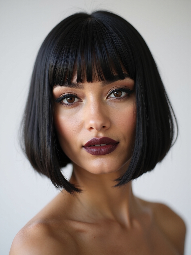 sleek razor sharp middle bob