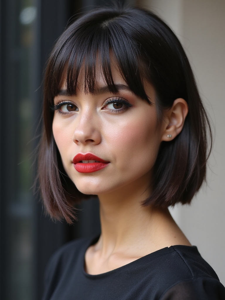 sleek razor straight glass bob