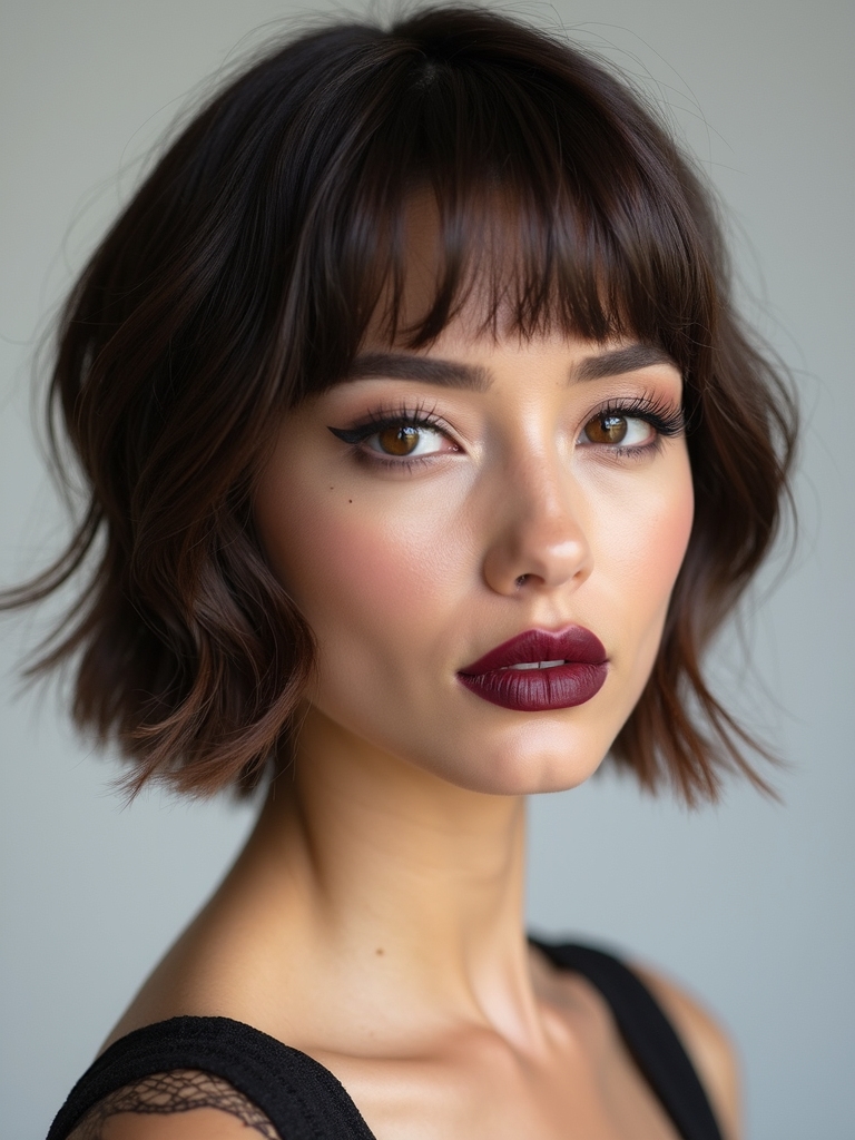 A sleek layered shag with a subtle edge at the shoulder