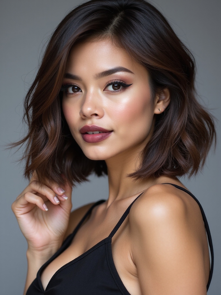 A sleek lob with subtle internal layering and a smooth finish