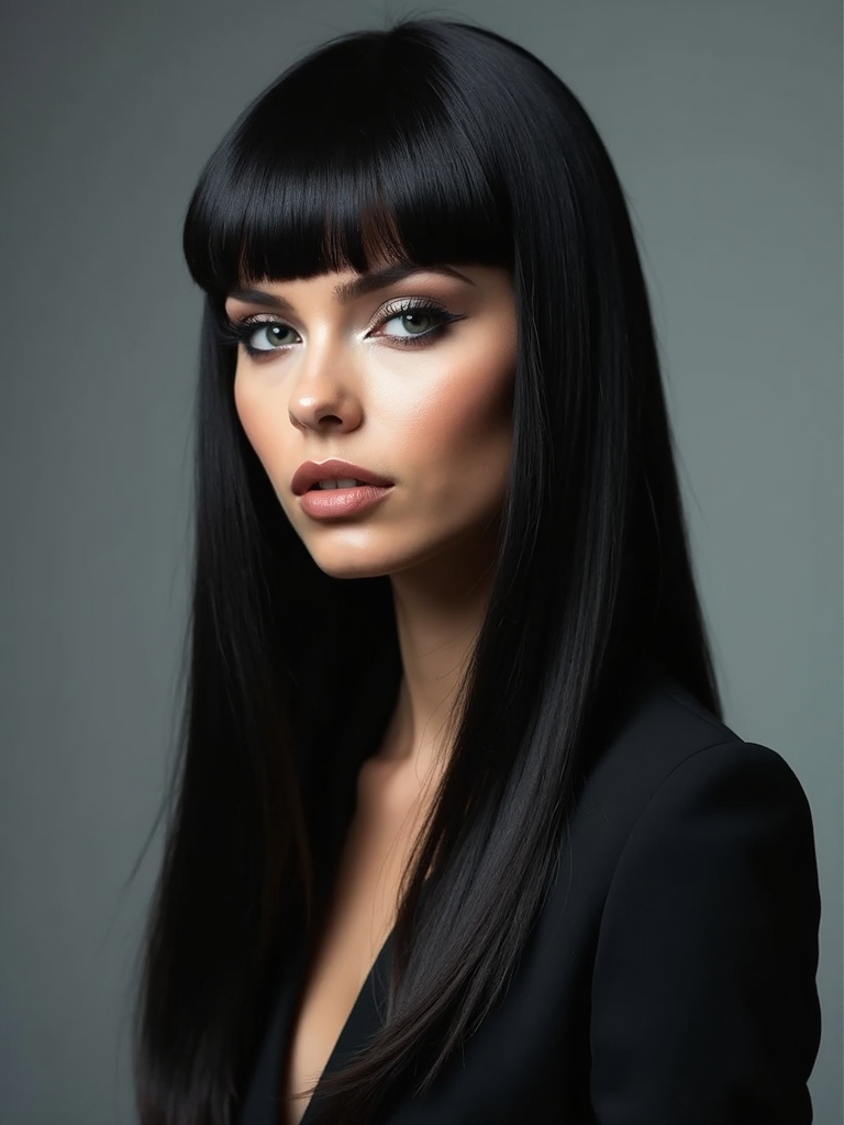 sleek straight wolf cut