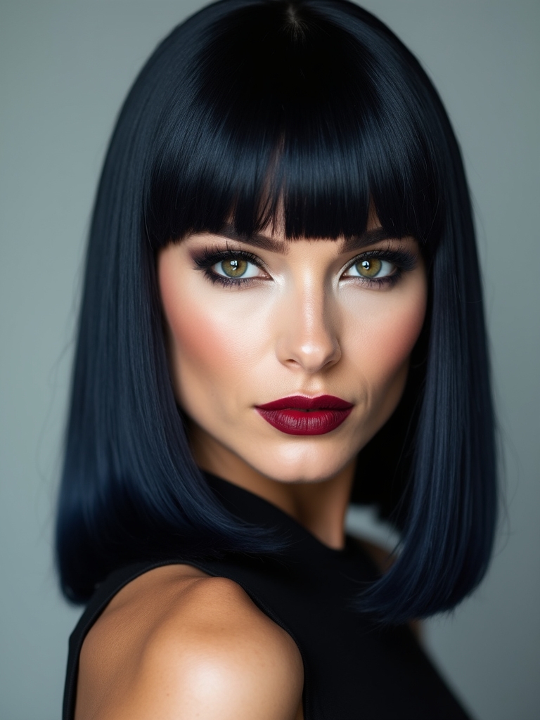 sleek wolf cut with fringe