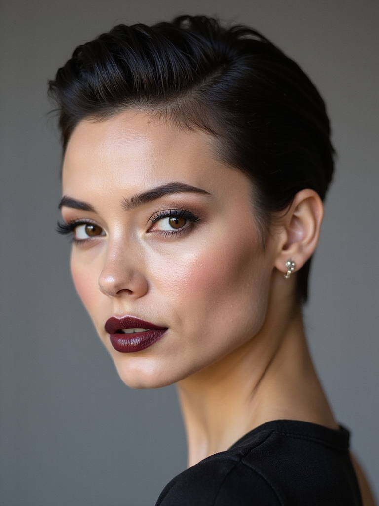 slicked back polished power pixie