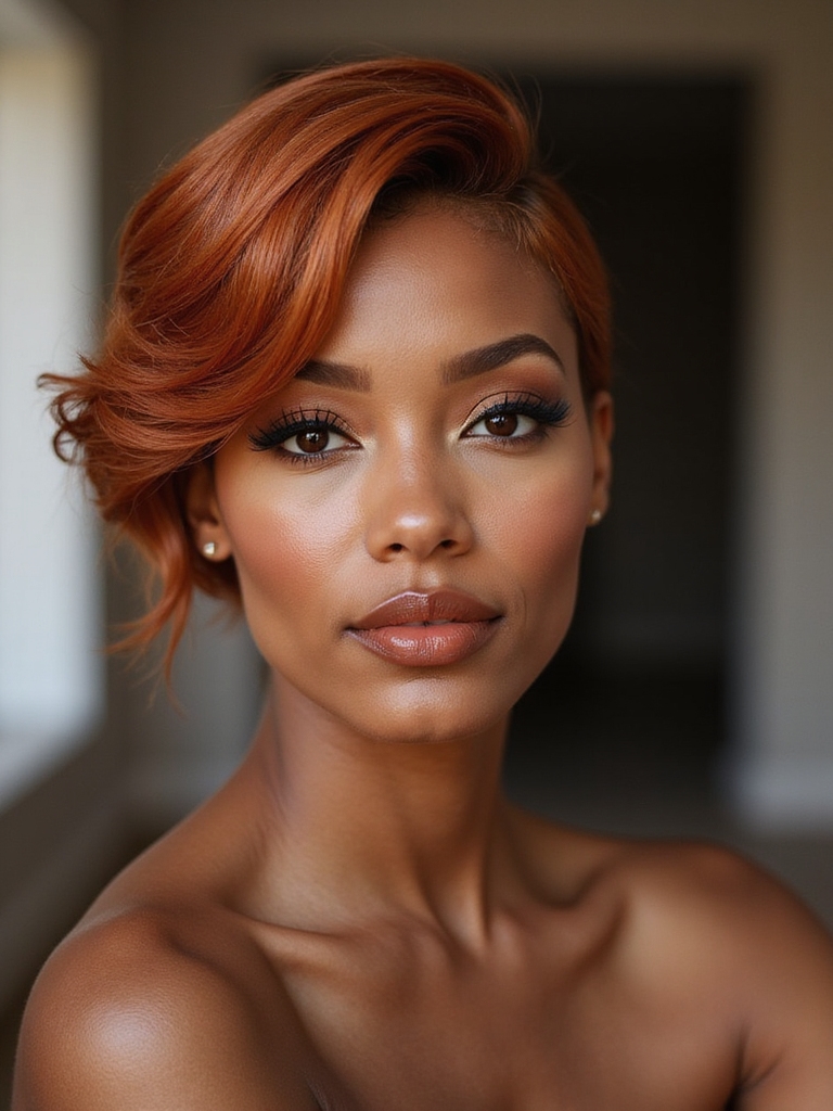 soft copper pixie waves