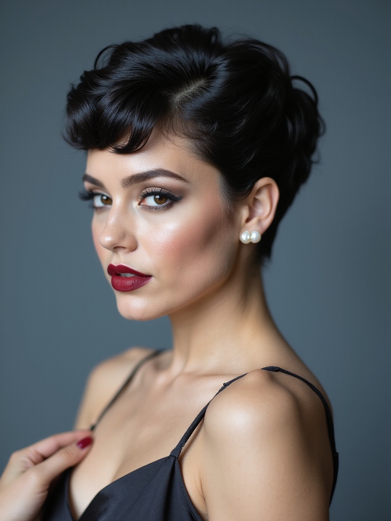 soft curled pin set pixie