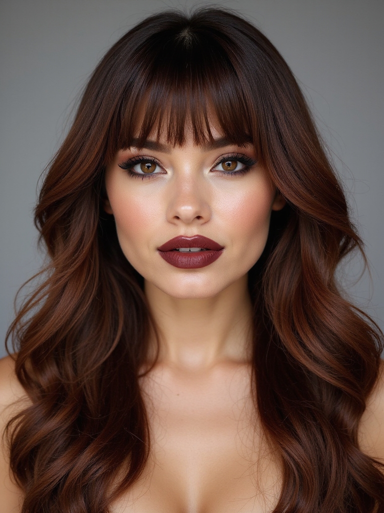 soft curtain bangs for thick hair