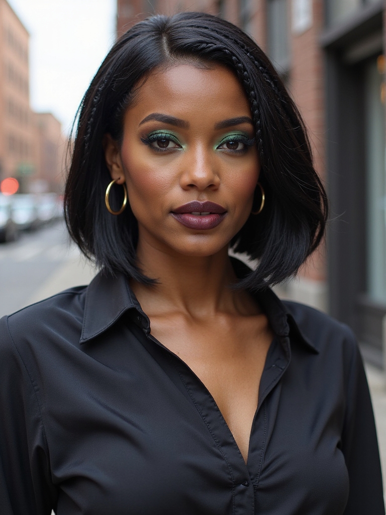 A knotless bob with curved ends for a soft swing