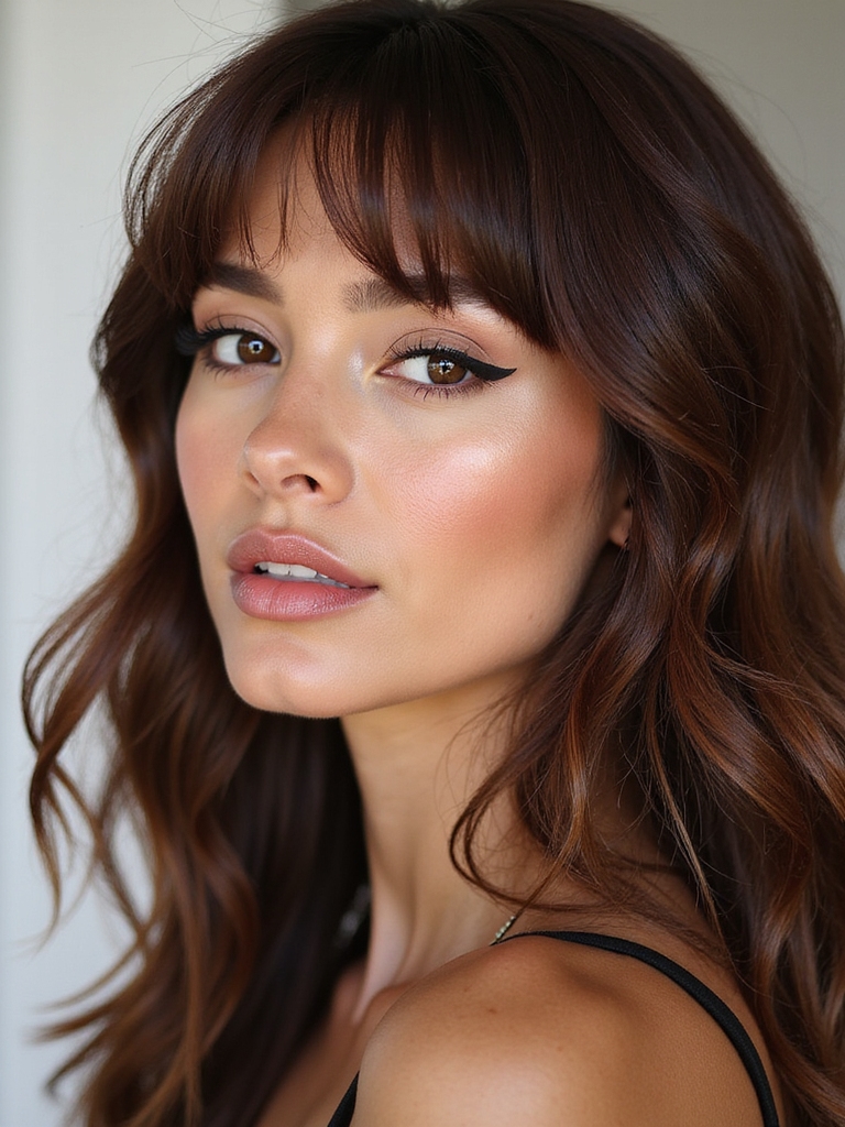 soft feathery eyebrow skimming bangs