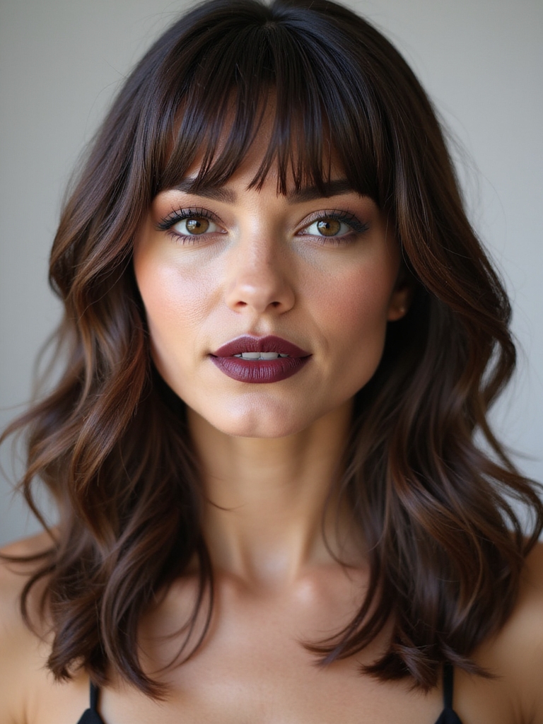 soft graduated center part bangs
