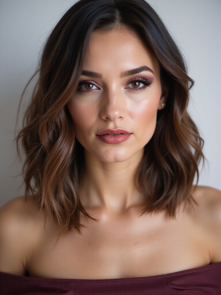 A shoulder-length bob on an oval face shape