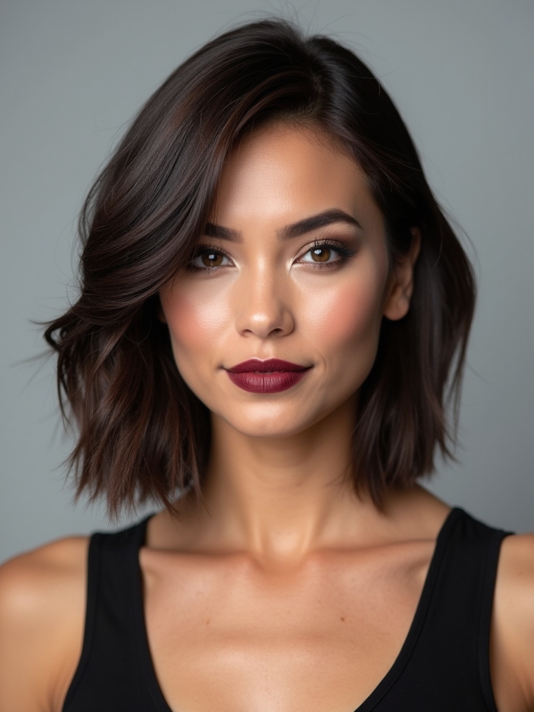 A shoulder-length bob softening a square face