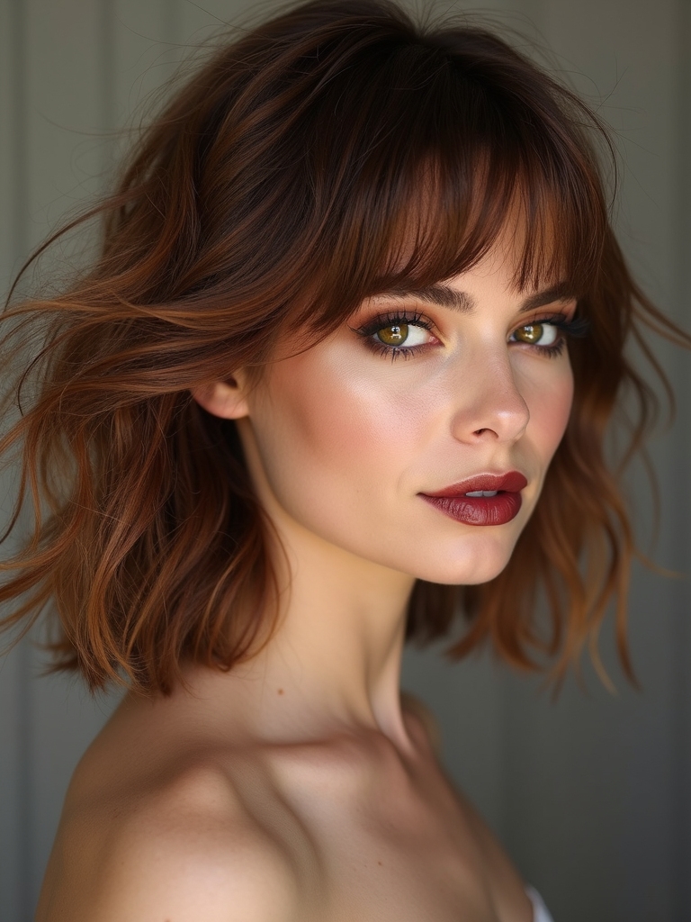 soft shaggy curtain bangs