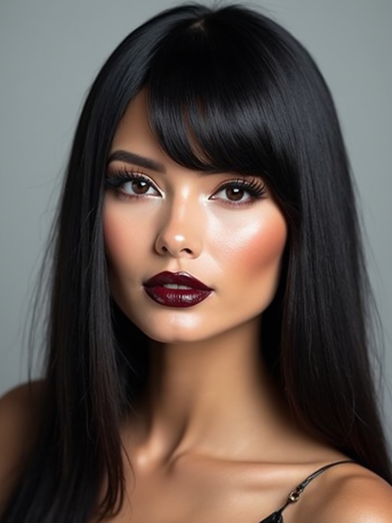 soft split curtain bangs