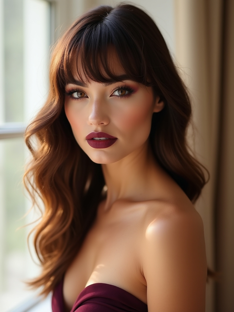 soft tapered bottleneck bangs