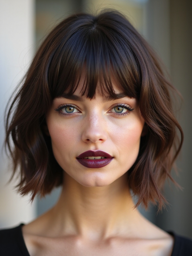 soft wispy mid forehead fringe