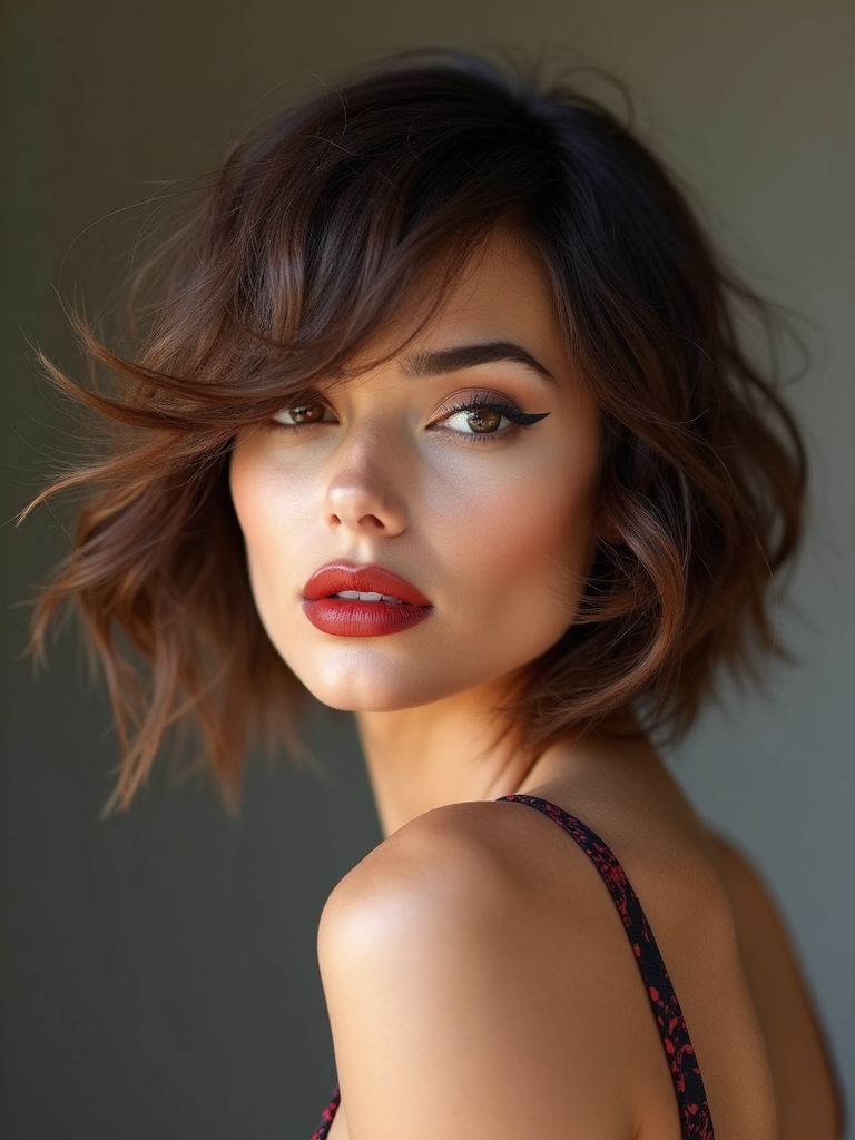 Feathered long pixie