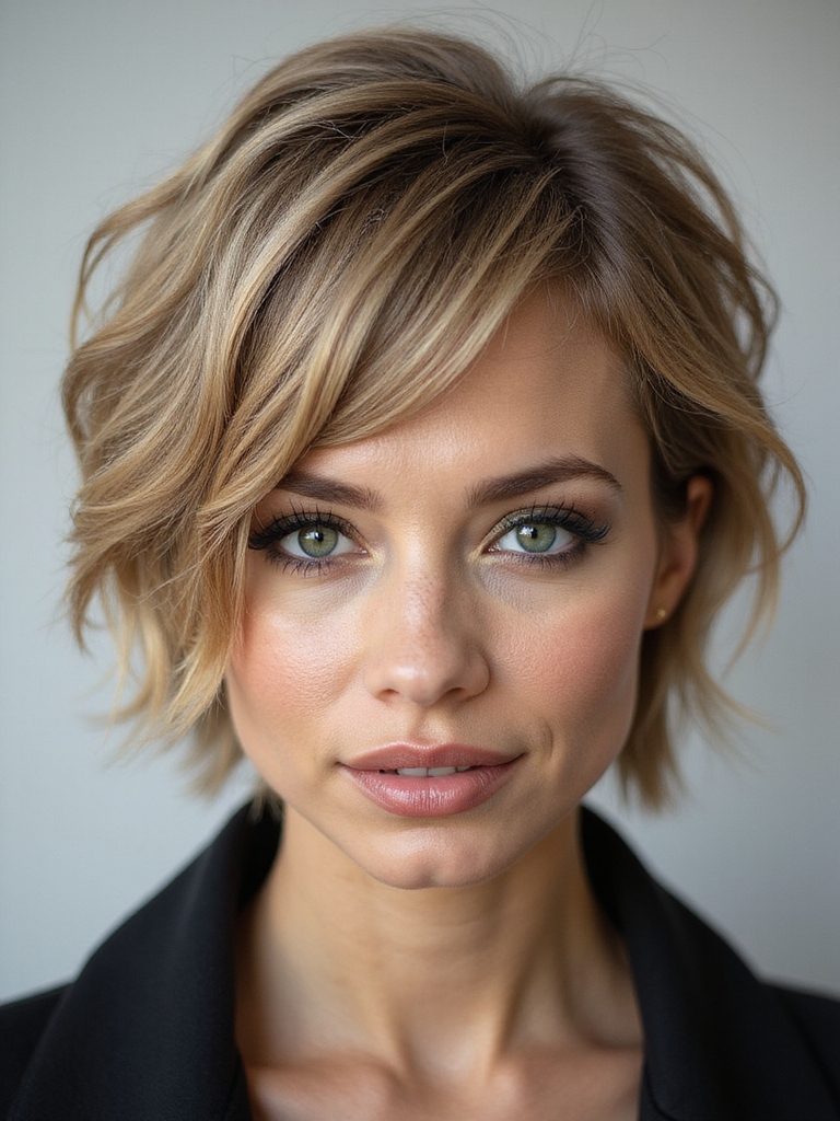 stacked airy textured pixie