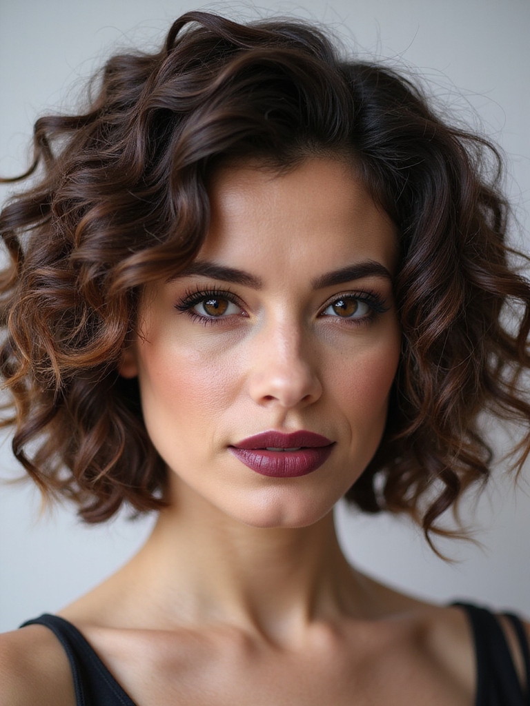 Curly stacked bob
