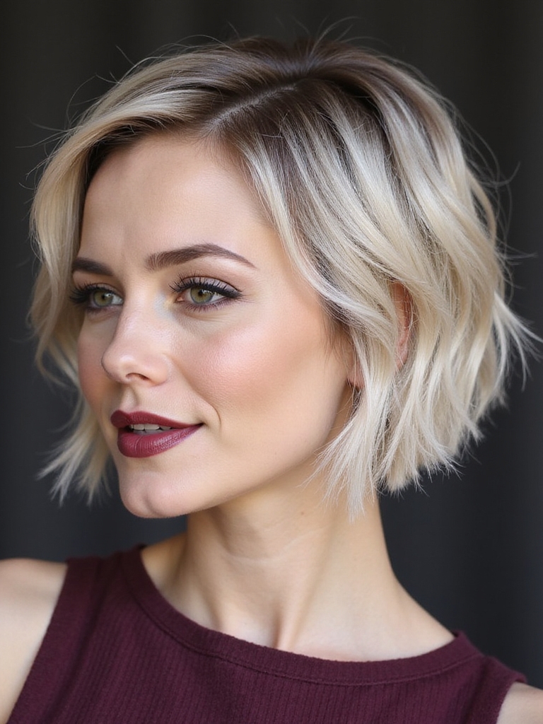 stacked choppy crown bob