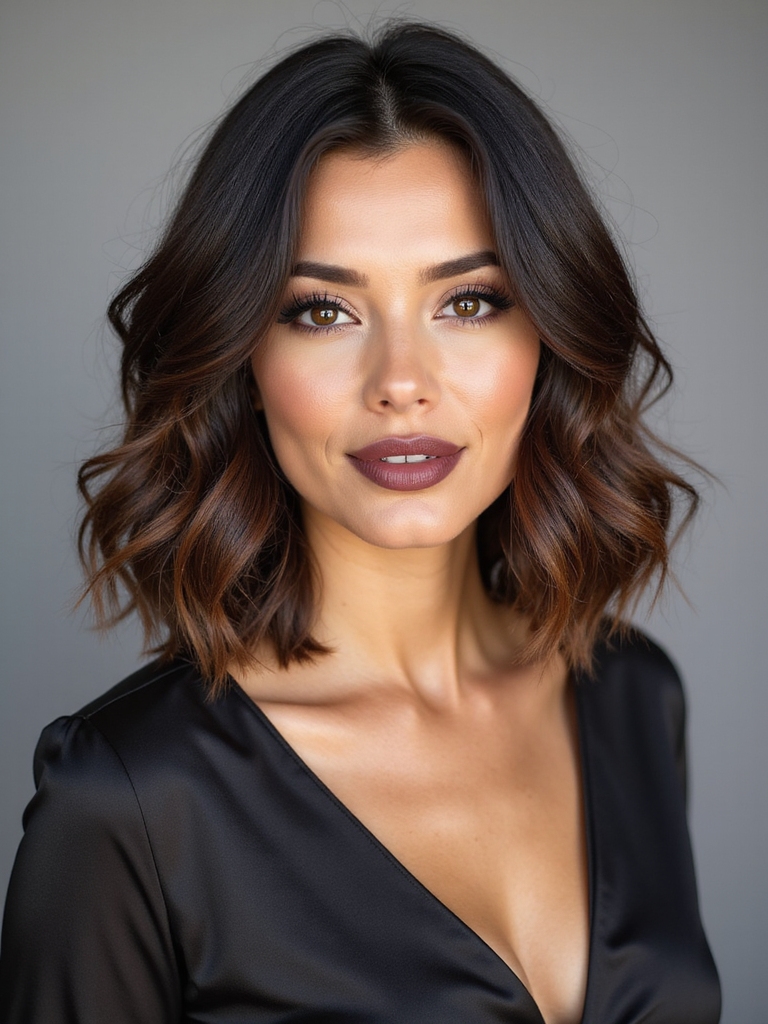 An inverted natural hair bob with curly ends