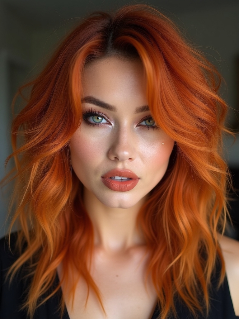 sun kissed textured copper balayage