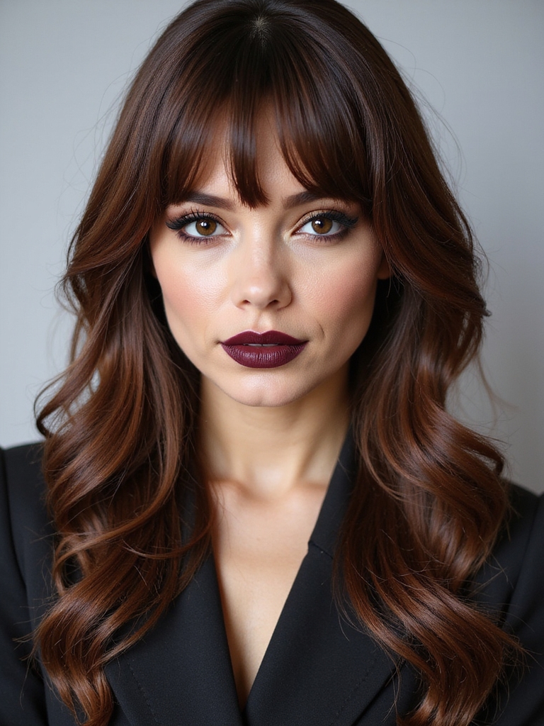 swoopy layered curtain bangs