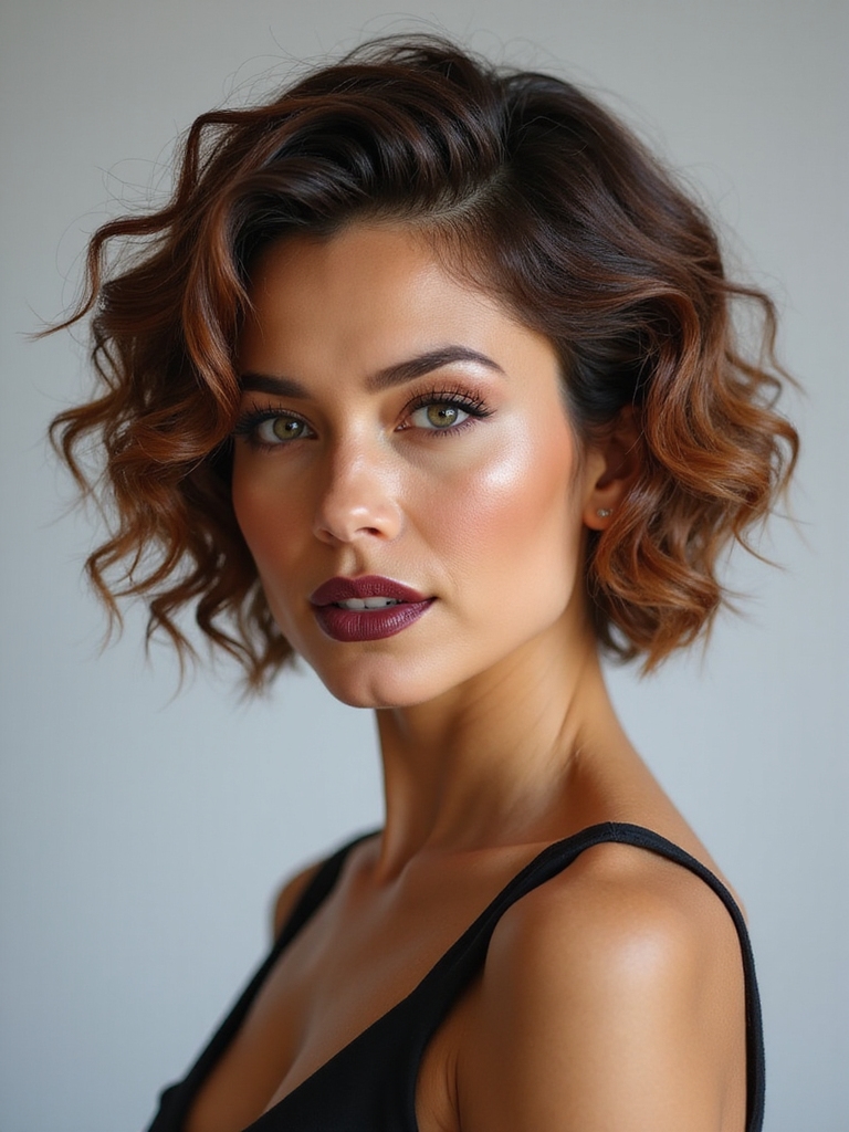 Curly pixie round face