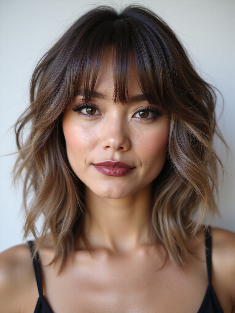 tapered bottleneck bangs wolfcut