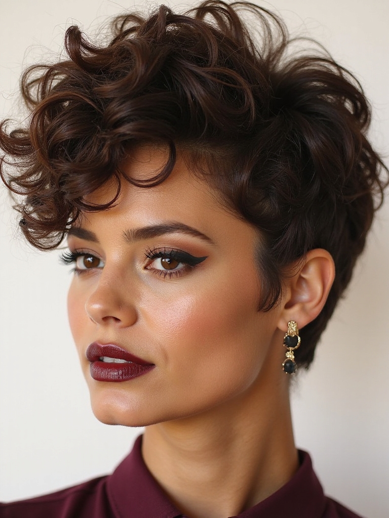 tapered curly pixie top