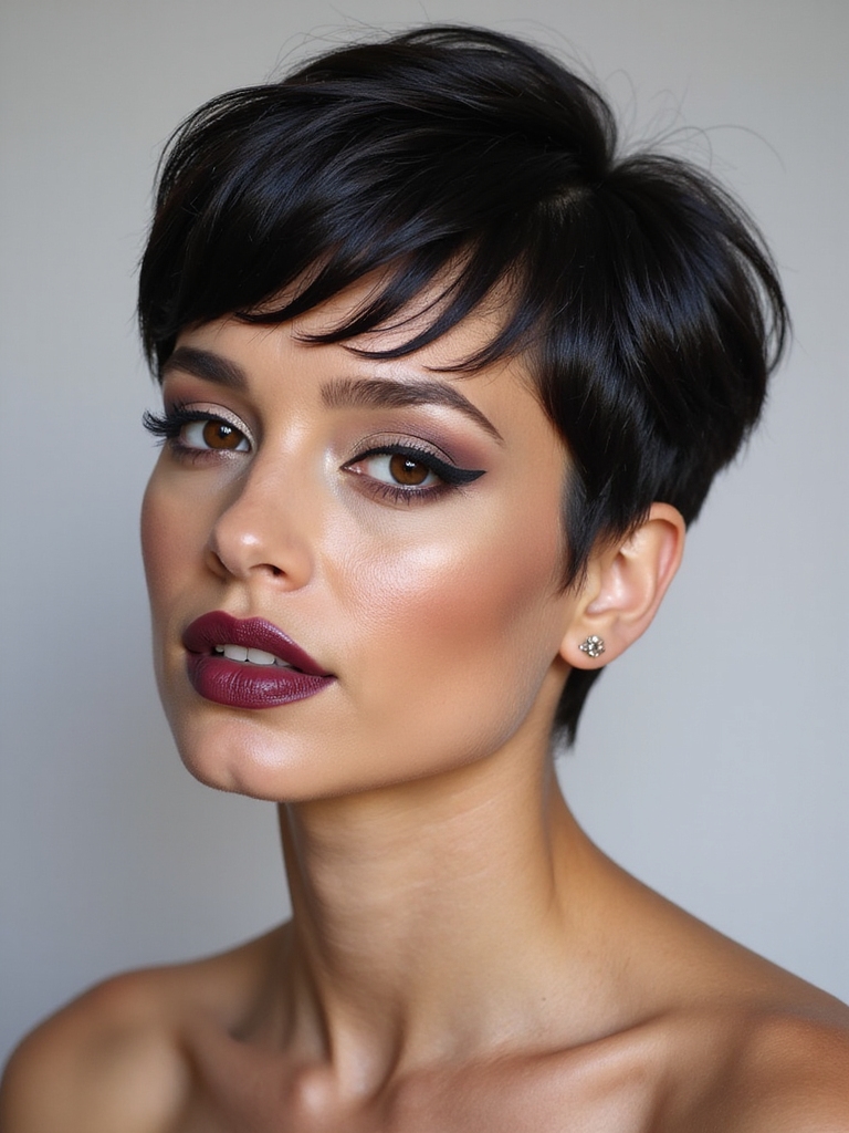 Tapered nape pixie round face