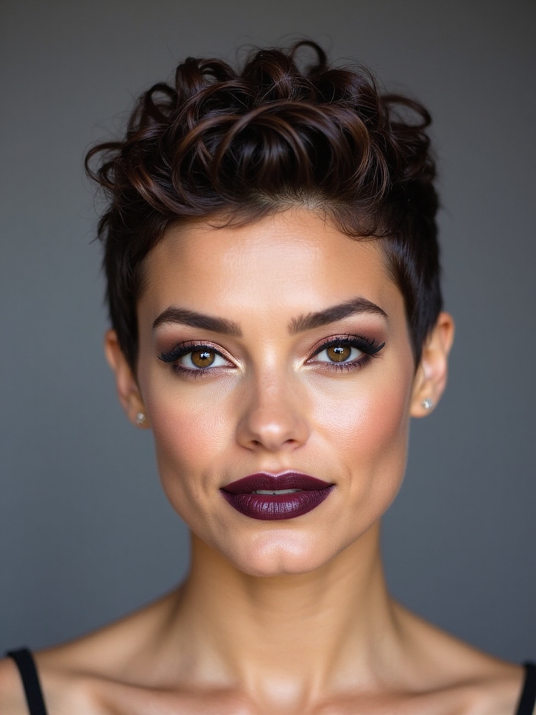 A tapered curly pixie with defined coils