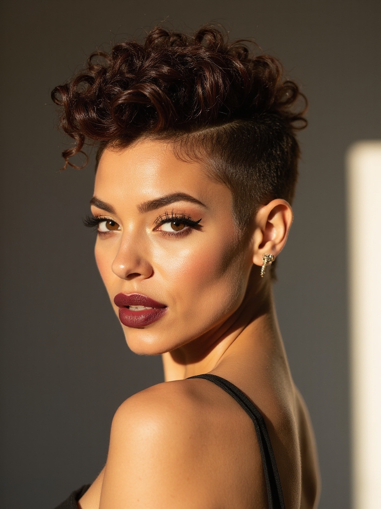 tapered sides crown curls