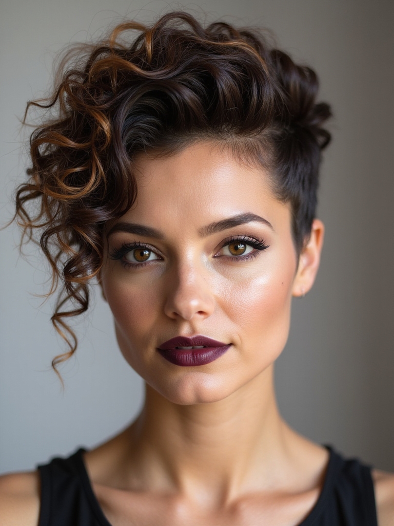 Tapered crown coily pixie