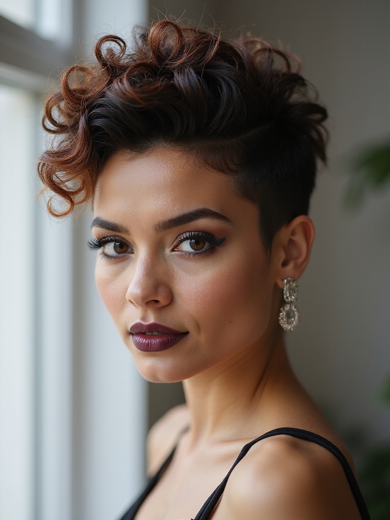 tapered sides voluminous curls