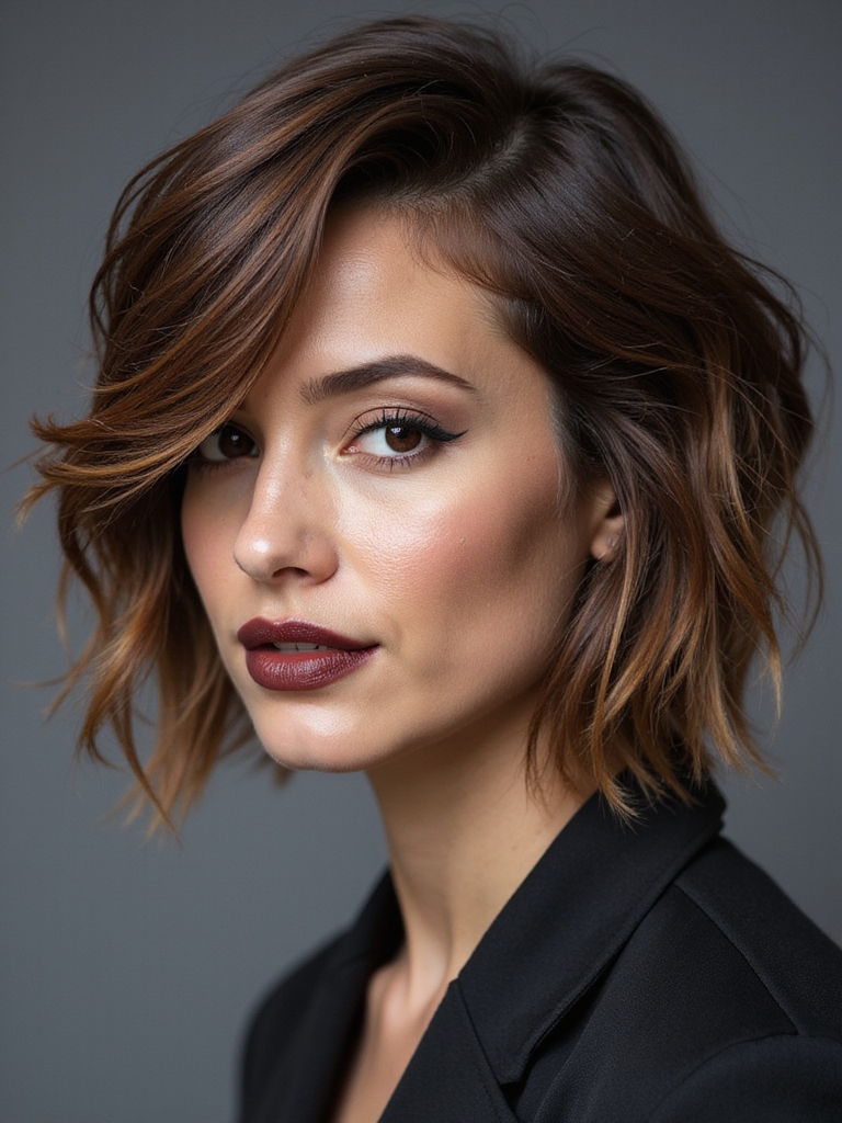 textured bob with internal layers