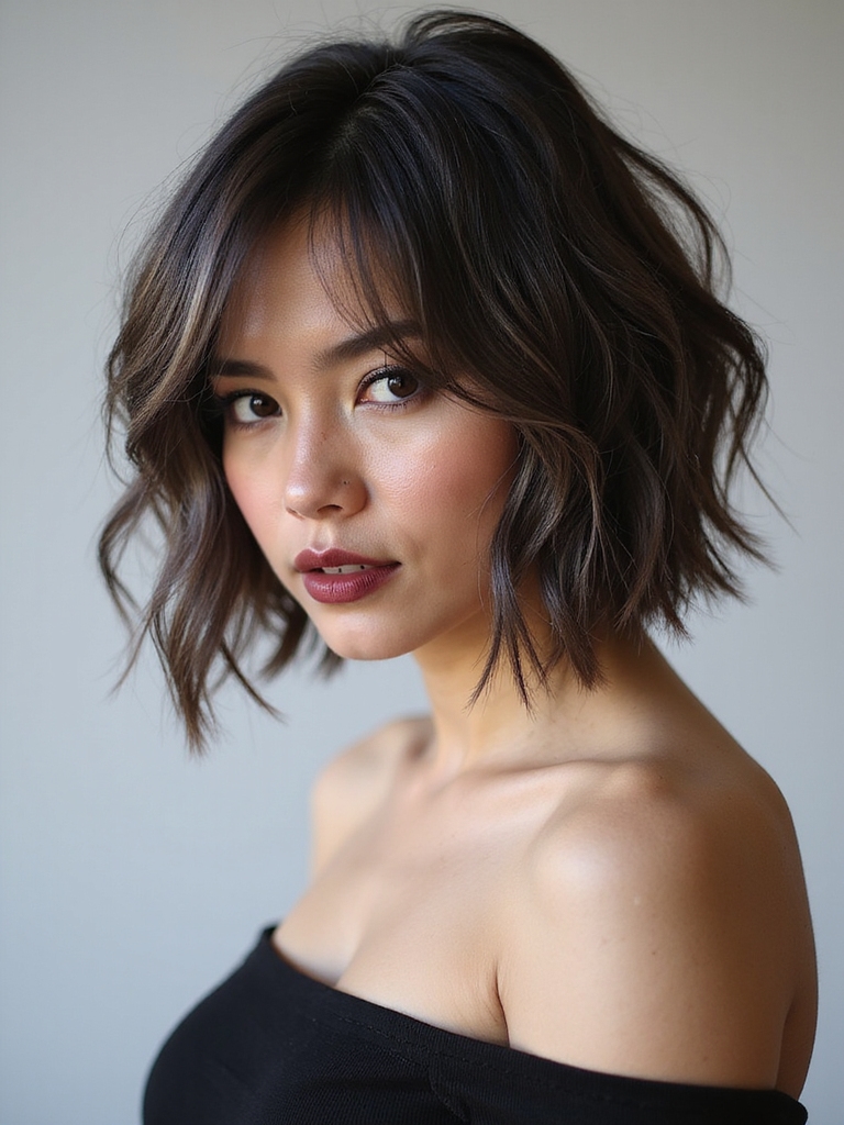 textured collarbone cut with shattered